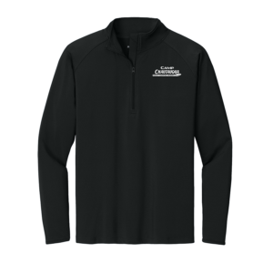 Stretch Quarter Zip in Black with the Camp Chautauqua logo on the left chest