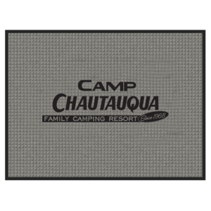 Waterhog welcome mat with the Camp Chautauqua logo