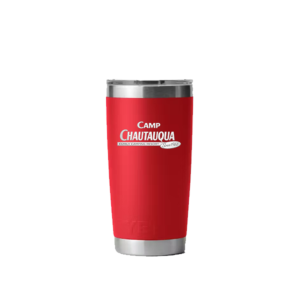 Yeti 20oz Rambler Tumbler in Red with Camp Chautauqua Logo lasered on